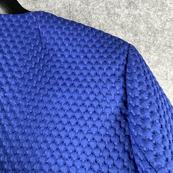 J Crew Portfolio Blazer Jacket Womens 4 Blue Matelasse Stretch Textured Classic - Picture 13 of 15